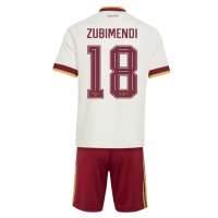 Camiseta España Martin Zubimendi #18 Segunda Equipación Replica Mundial 2026 para niños mangas cortas (+ Pantalones cortos)